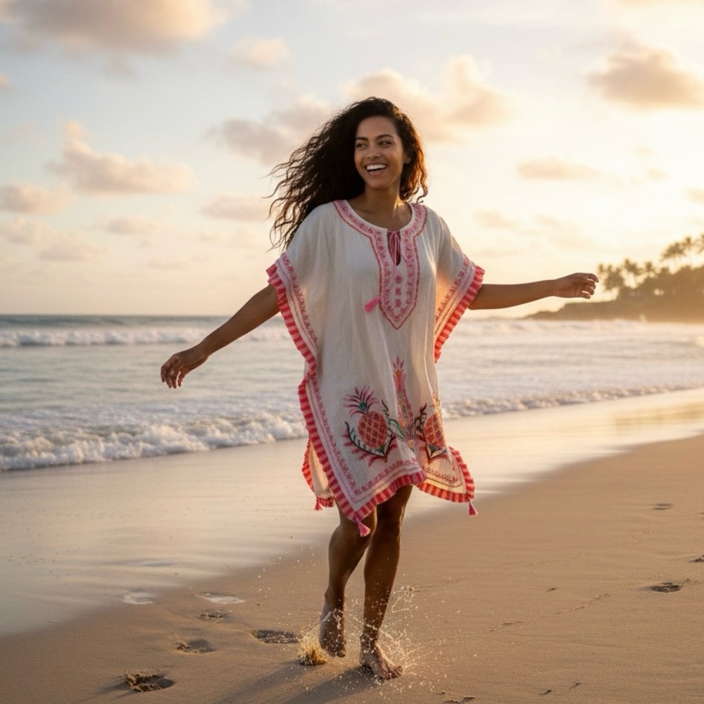 Spartina 449 Beach Kaftan Ogeechee Sea Life Coral OS